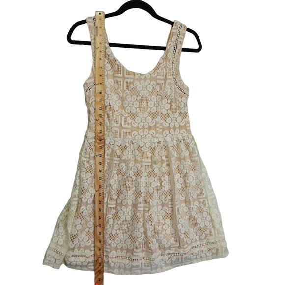 Jodi Kristopher Lace Fit and Flare Sleeveless Dress Womens Size 9 Cream - Picture 4 of 12